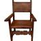 Late 17th century leather back armchair