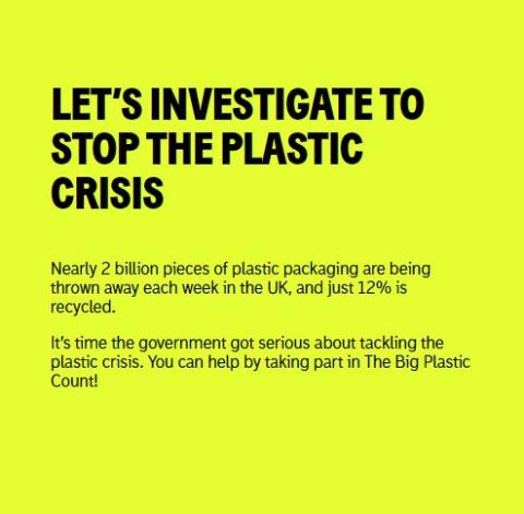 Poster Let's Investigate to stop the plastic crisis