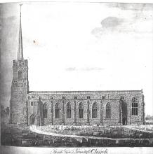  St. Margaret’s Church (1785) - ink-and-wash study by Richard Powles, present in the Isaac Gillingwater collection of local illustrations (c. 1807) - Suffolk Archives, Ipswich (Acc. No. 193/2/1).
